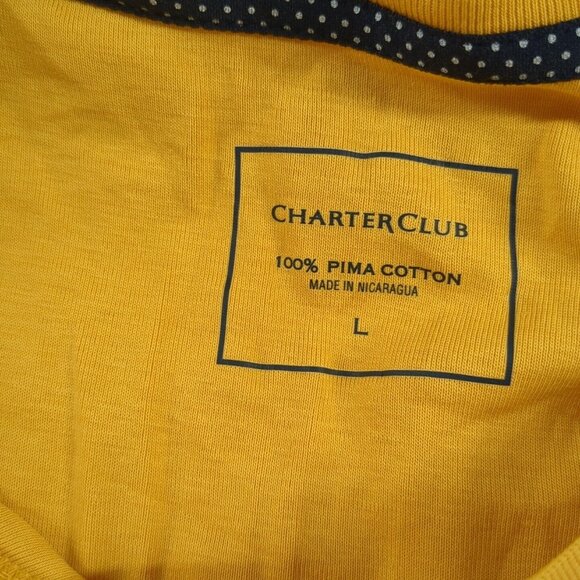 NWT CHARTER CLUB Women Top L(12-14) 100% Pima Cotton Yellow Pullover - Picture 9 of 10